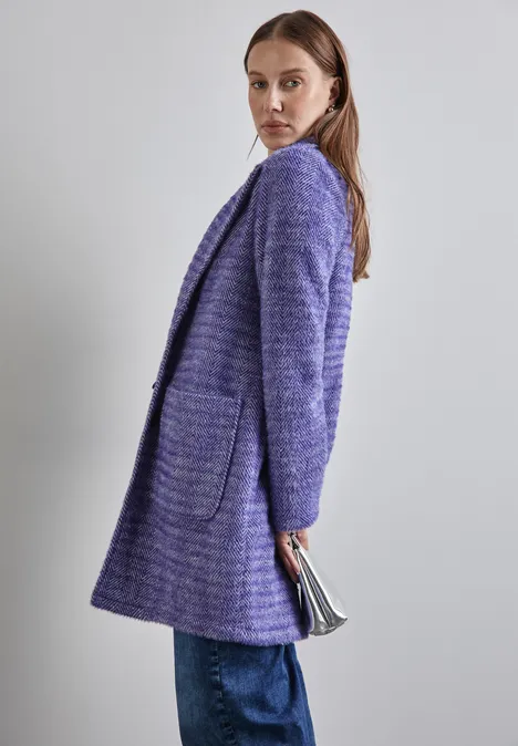 Manteau Femme à Revers Style Laine - Coupe Classique Deux Boutons - Poches Latérales