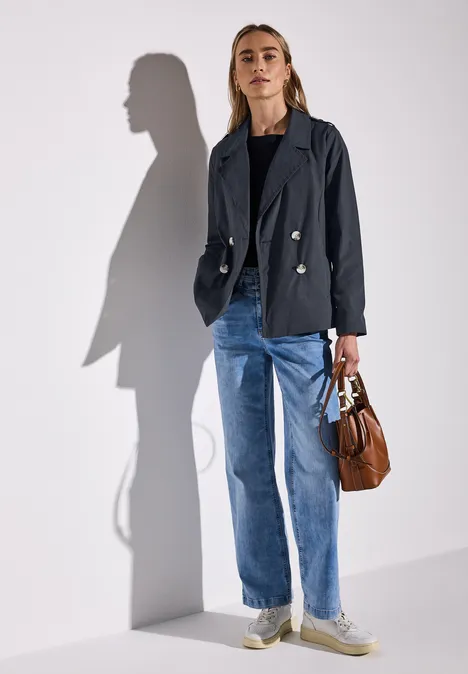 Trenchcoat met twee rijen knopen gravity blue