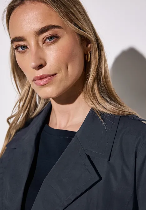Trenchcoat met twee rijen knopen gravity blue