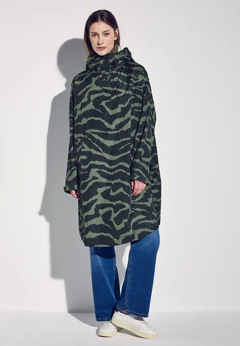 Poncho à capuche avec imprimé Black