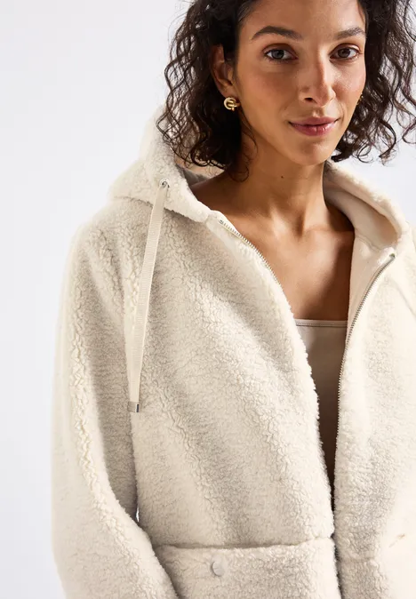 Veste en peluche avec capuche pastel sand