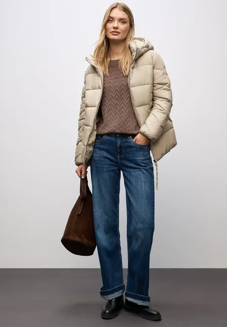 Kurze Steppjacke Smooth Champagne