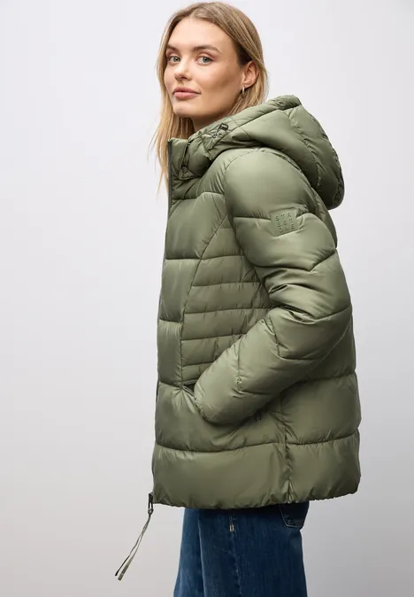 Kurze Steppjacke Lichen Green