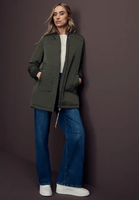 Blouson long avec capuche cypress green