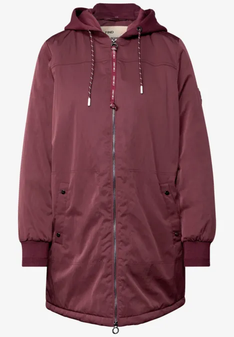 Langer Blouson mit Kapuze Light Mahagony Red