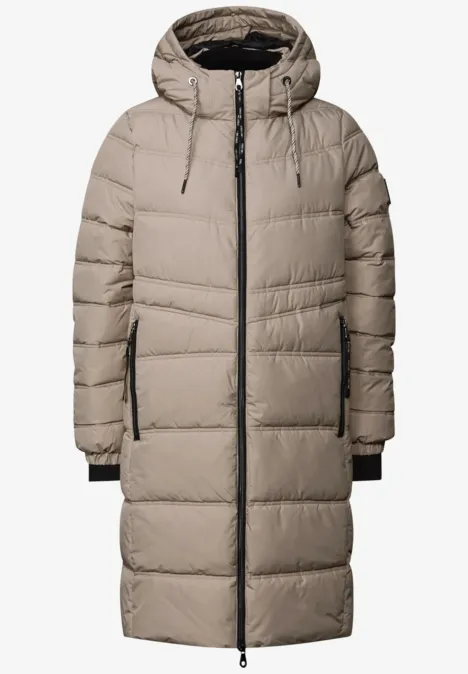 Lange Steppjacke Smooth Champagne