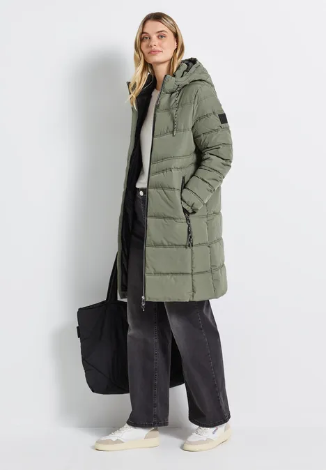 Lange Steppjacke Lichen Green