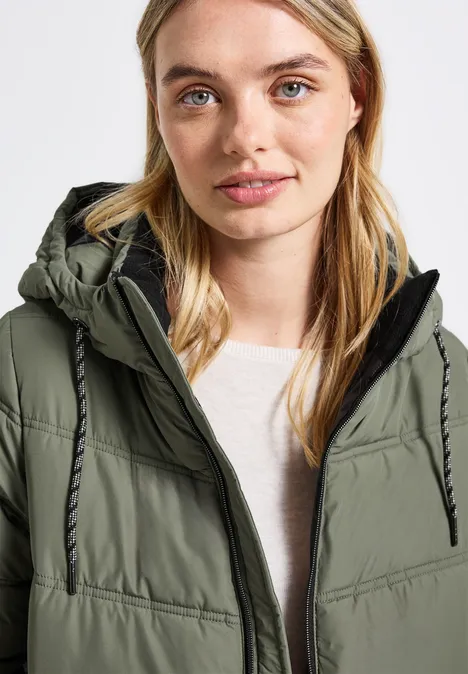 Lange Steppjacke Lichen Green