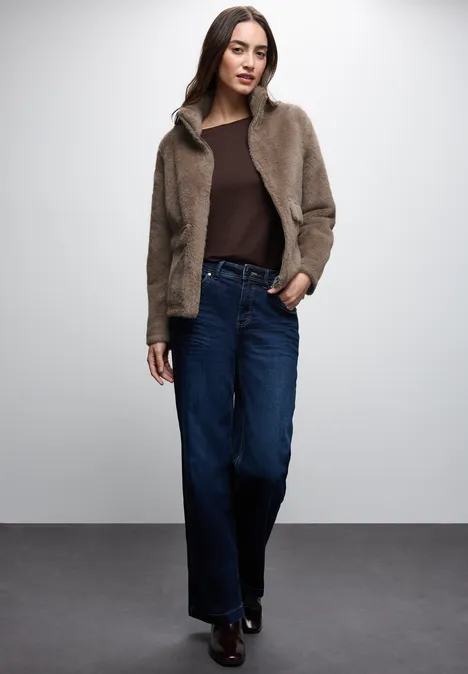 Fake Fur Jacke Teddy Brown