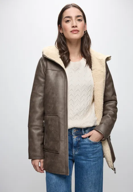 Leder-Look Jacke Sandy Mocca