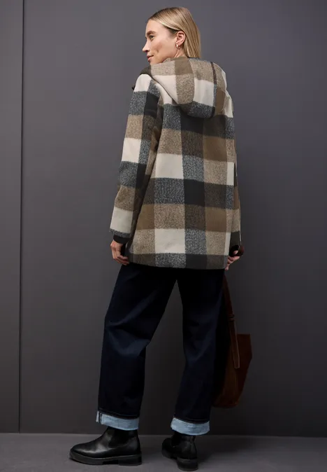 Karierte Jacke mit Kapuze Black