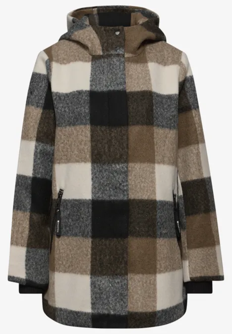 Karierte Jacke mit Kapuze Black