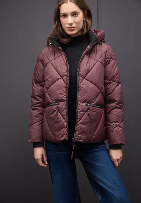 Kurze Steppjacke Light Mahagony Red