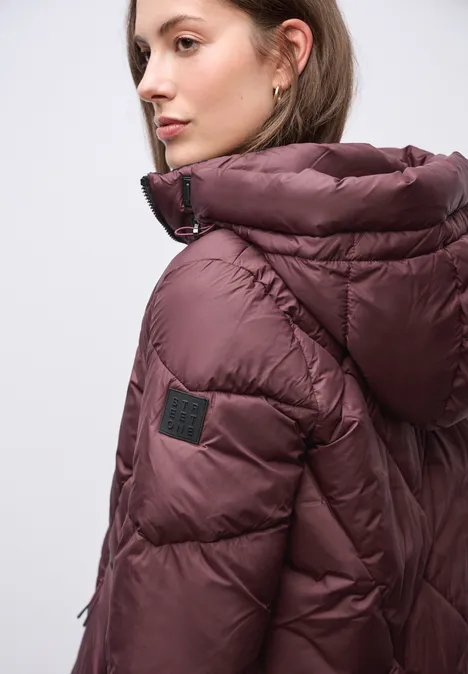 Kurze Steppjacke Light Mahagony Red