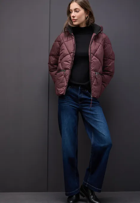 Kurze Steppjacke Light Mahagony Red