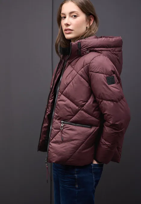 Kurze Steppjacke Light Mahagony Red