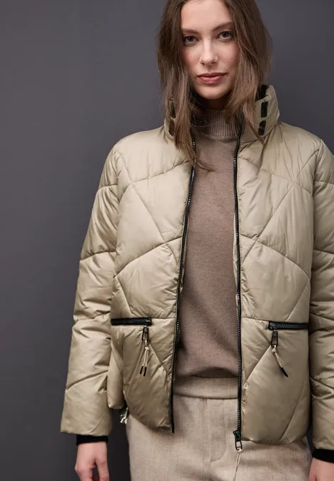 Kurze Steppjacke Smooth Champagne