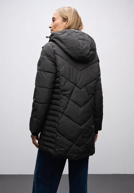Gewatteerd jack in midilengte Black
