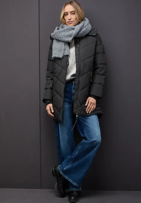 Gewatteerd jack in midilengte Black