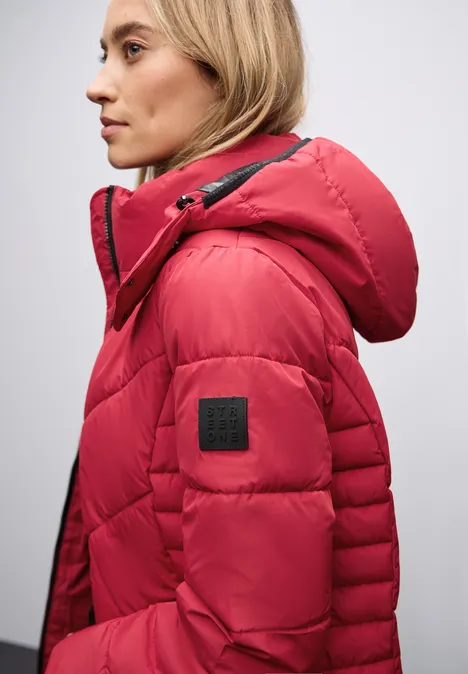 Steppjacke in Midi-Länge carpet red