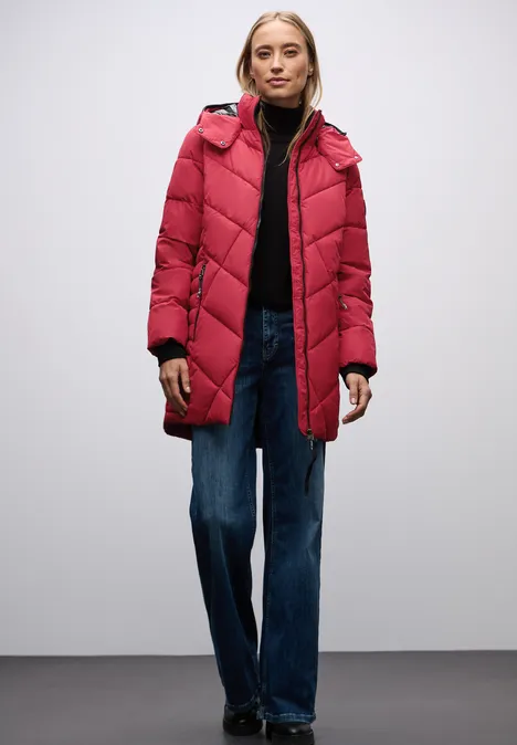 Steppjacke in Midi-Länge carpet red