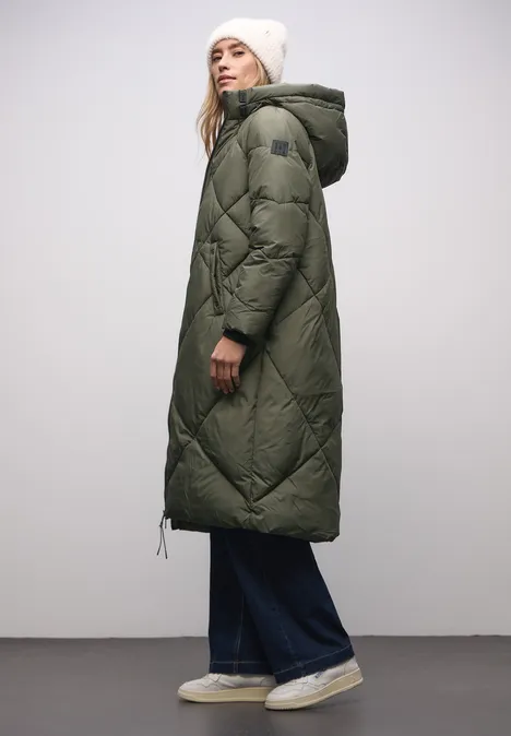 Veste longue matelassée cypress green