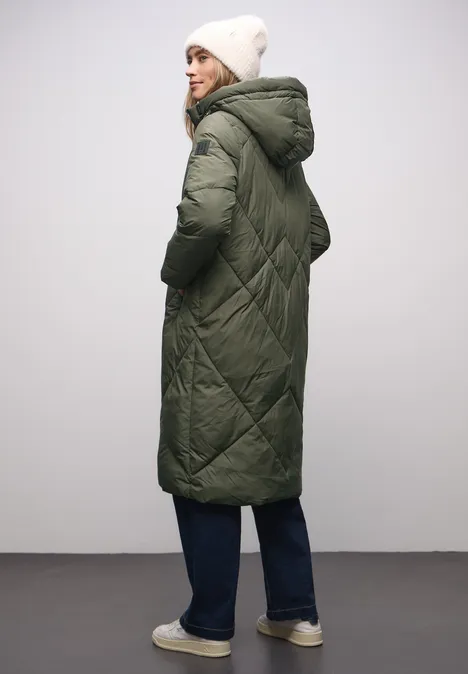 Veste longue matelassée cypress green