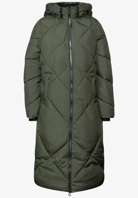 Veste longue matelassée cypress green
