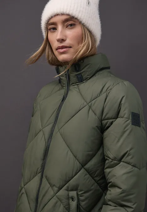 Veste longue matelassée cypress green