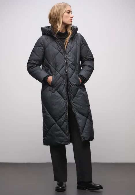 Veste longue matelassée Obsidian Blue