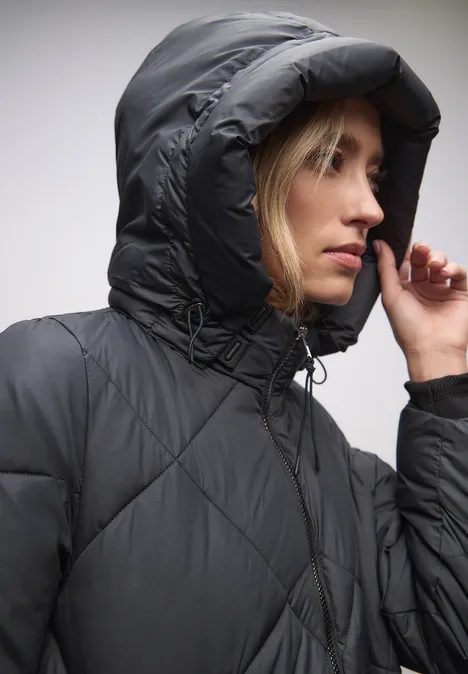 Veste longue matelassée Obsidian Blue