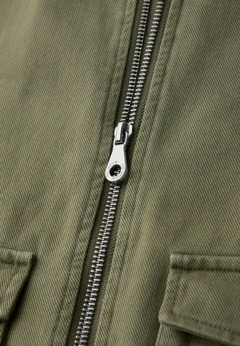 Washed-Look Jacke Dark Vetiver Green