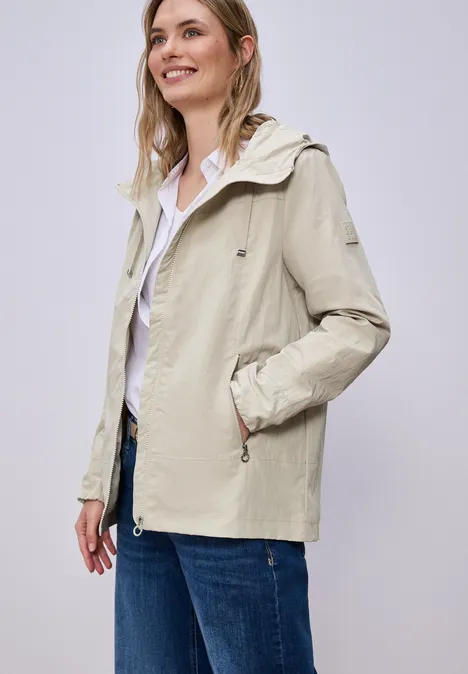 Jacke mit Kapuze und Zipper powder beige