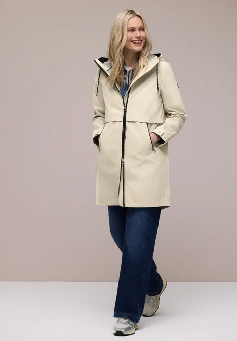 Parka mit Kapuze und 2-Wege-Zipper powder beige