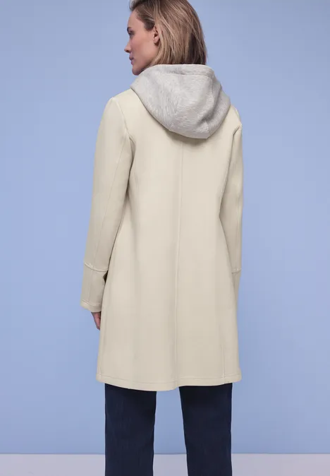 Coat met inlegwerk powder beige