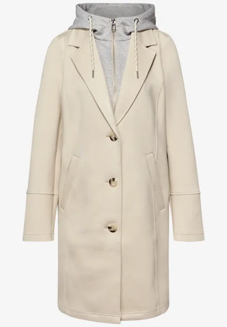 Coat met inlegwerk powder beige