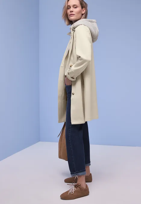 Coat met inlegwerk powder beige