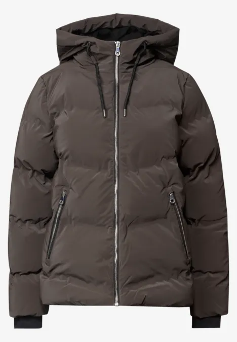 Pufferjacke mit Kapuze auburn brown Dunkelgraue Daunenjacke mit Kapuze, Reißverschluss und seitlichen Taschen.