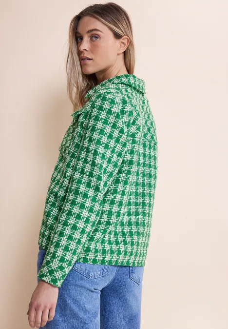 Kurze Bouclé Jacke arty green
