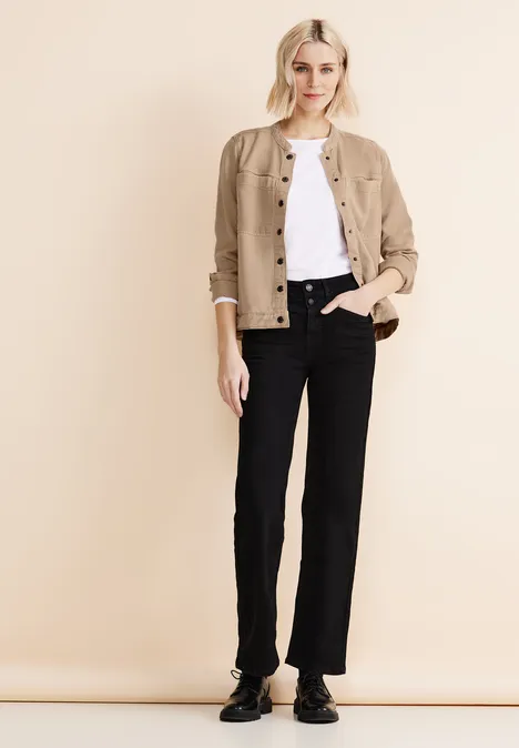 Kort jeansjasje sand soft washed