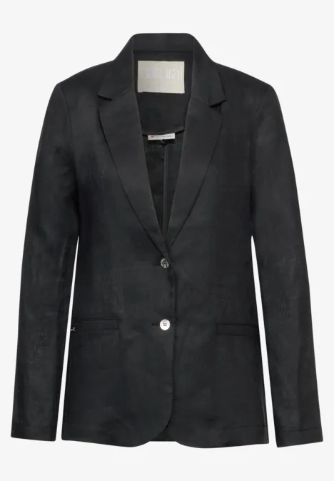 Long Leinenblazer Black