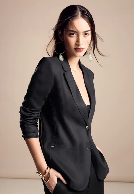 Blazer en lin long Black