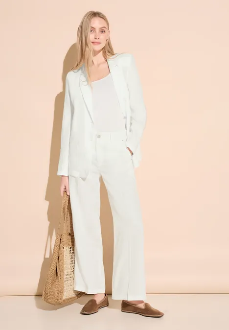 Long Leinenblazer off white