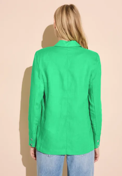 Long Leinenblazer soft grass green