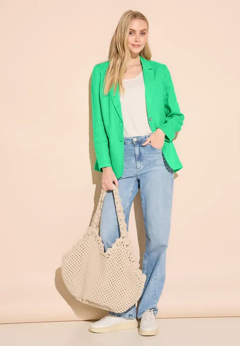 Long Leinenblazer soft grass green