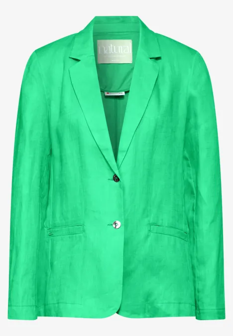 Long Leinenblazer soft grass green
