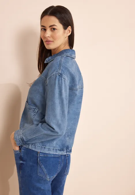 Lyocell jeansjasje light blue authentic wash
