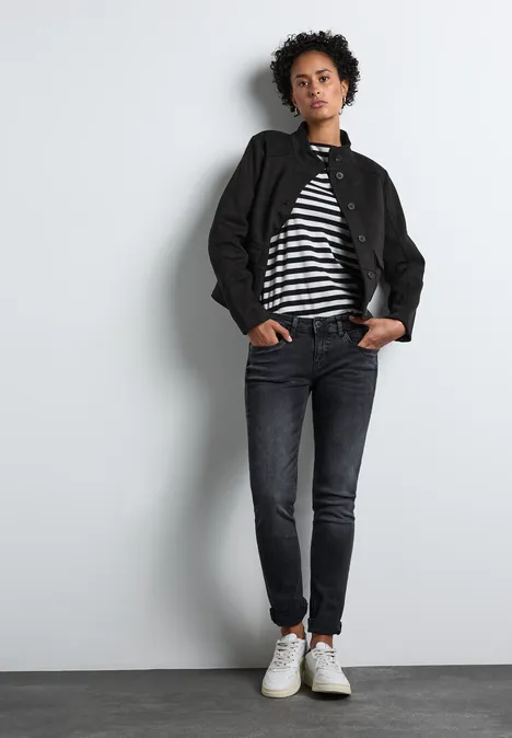 Jacke in Velours-Optik Black