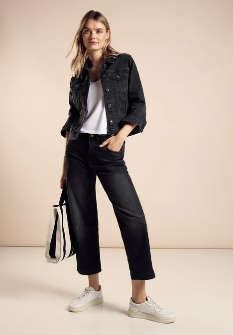 Jeansjacke im Washed-Look black washed