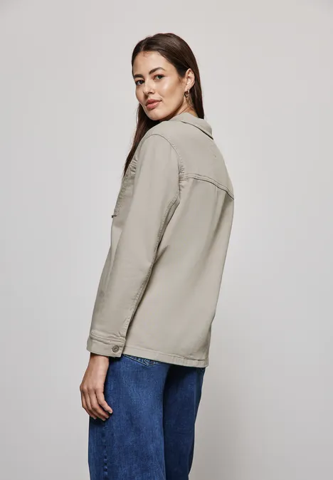 Denim-Overshirt smooth beige washed